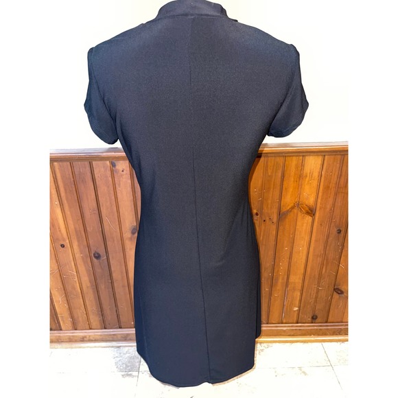 Womens Annalee + Hope Black‎ High Neck Short Sleeve Slinky Spandex Midi Dress S - Picture 3 of 6